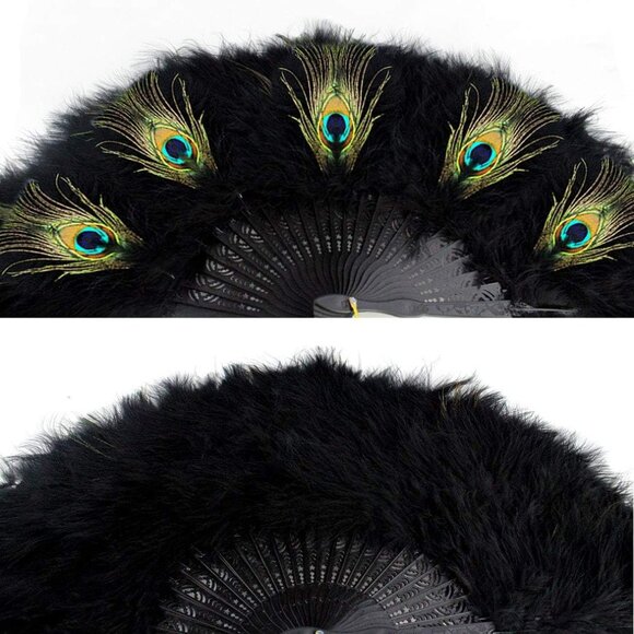 Vintage Style Marabou Feather Hand Fan - Picture 3 of 6